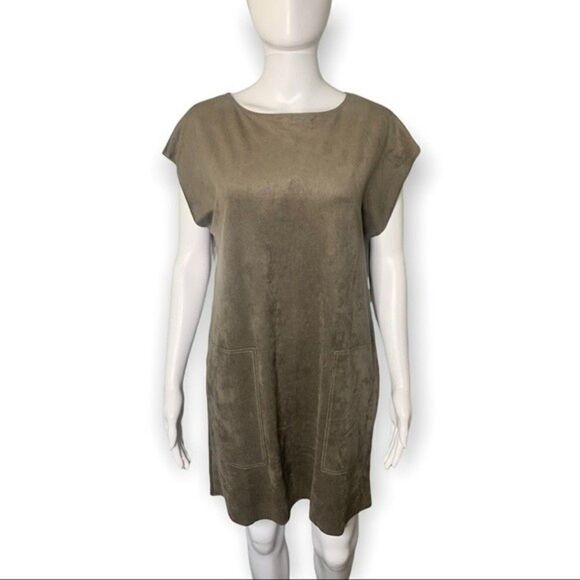 Wilfred Free Shift Dress Womens Small Brown Knee Length Minimalistic Paperbag - Picture 2 of 10